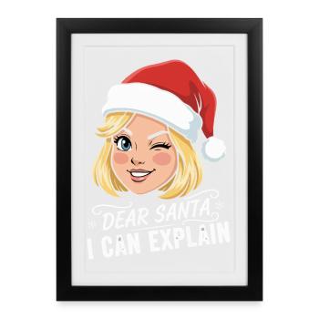 Cher Père Noël, je peux expliquer le dessin animé - Affiche encadrée (27 × 37 cm) - noir - Devant