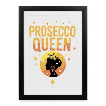 Prosecco Queen Crown Party - Affiche encadrée (27 × 37 cm) - noir - Devant