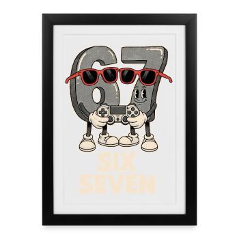 6 7 Six Sept Points d’Aura Meme Jeu Mignon - Affiche encadrée (27 × 37 cm) - noir - Devant