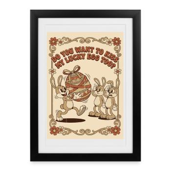 Lucky_Egg_Retro_Hasen - Framed poster (27 × 37 cm) - black - Front