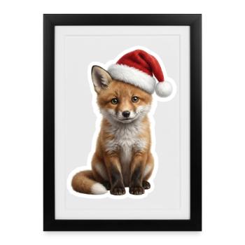 Schlauer Fuchs wartet auf die Bescherung - Gerahmtes Poster (27 × 37 cm) - Schwarz - Vorne