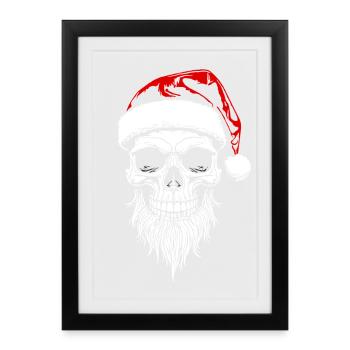 Skull Santa Noël - Skull - Affiche encadrée (27 × 37 cm) - noir - Devant
