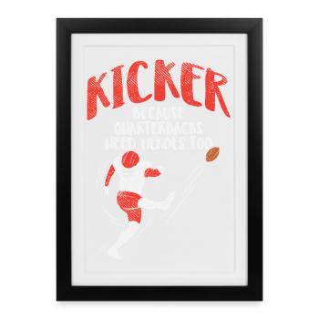 Héros Kicker Football Humour Jeu de mots Graphique sportif - Affiche encadrée (27 × 37 cm) - noir - Devant