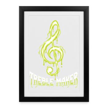 Treble Maker Musique drôle Musicien de jeux de mots - Affiche encadrée (27 × 37 cm) - noir - Devant