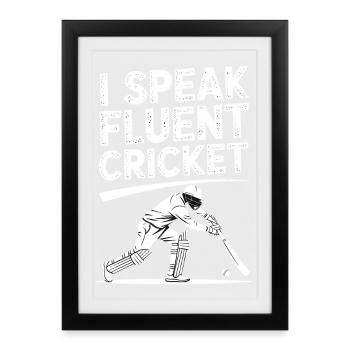 Drôle de cricket : Jeu de cricket vintage - Affiche encadrée (27 × 37 cm) - noir - Devant