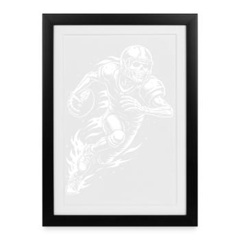 Skeleton American Football player  - Framed poster (27 × 37 cm) - black - Front