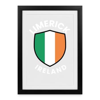 Limerick Ireland Flag Shield - Framed poster (27 × 37 cm) - black - Front