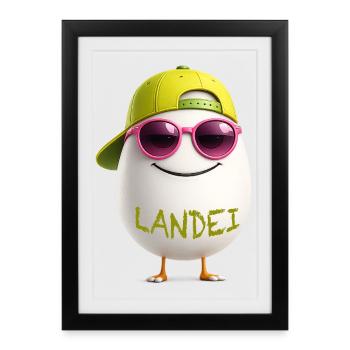 Un campagnard avec des lunettes de soleil néon - Affiche encadrée (27 × 37 cm) - noir - Devant