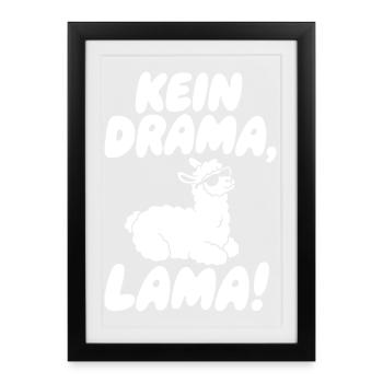 Kein Drama Lama Sonnenbrille - Gerahmtes Poster (27 × 37 cm) - Schwarz - Vorne