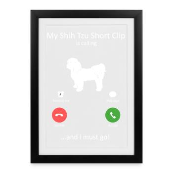 Drôle Shih Tzu appelle et je dois aller concevoir - Affiche encadrée (27 × 37 cm) - noir - Devant