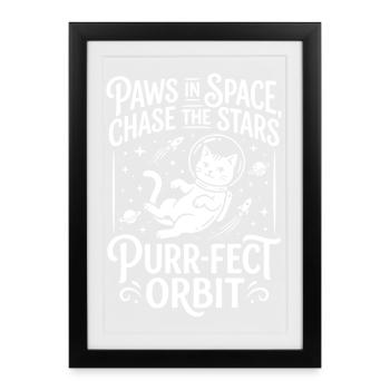 Paws in Space – Purr-fect Orbit - Framed poster (27 × 37 cm) - black - Front