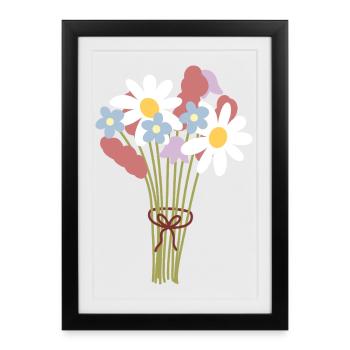 Pastel Daisy Bouquet Illustration - Framed poster (27 × 37 cm) - black - Front