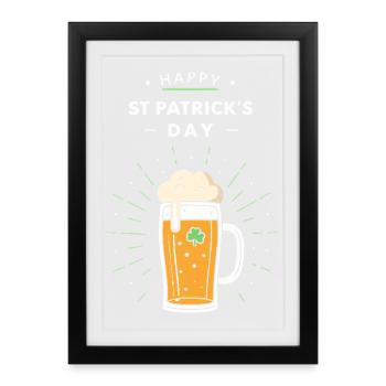 Pinte Saint Patrick Festif - Affiche encadrée (27 × 37 cm) - noir - Devant