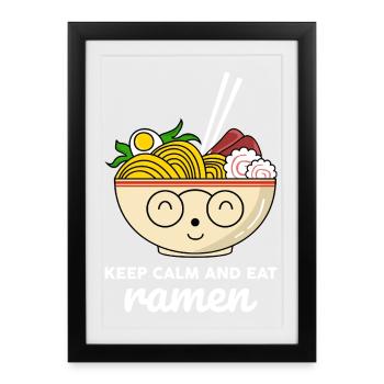 Chemise Kawaii Stay Calm Eat Ramen - Affiche encadrée (27 × 37 cm) - noir - Devant