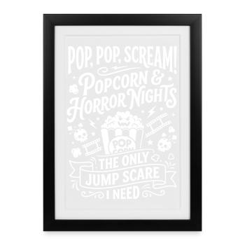 Jump Scare Popcorn Nights Shirt - Framed poster (27 × 37 cm) - black - Front