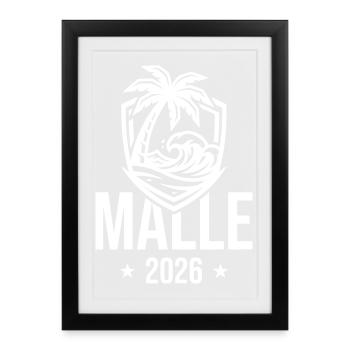 Malle 2026 Palm Trees Beach Mallorca - Affiche encadrée (27 × 37 cm) - noir - Devant