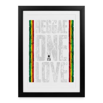 Reggae One Love Design - Affiche encadrée (27 × 37 cm) - noir - Devant