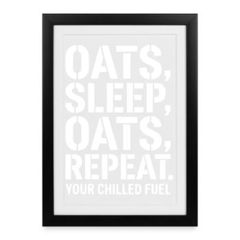 Overnight Oats Muesli Cereals Sleep Repeat - Framed poster (27 × 37 cm) - black - Front