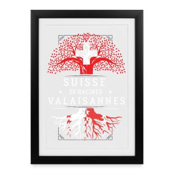 Suisse De Racines Valaisannes T-Shirt Cadeau Hu... - Affiche encadrée (27 × 37 cm) - noir - Devant