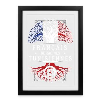 Francais De Racines Tunisiennes T-Shirt Cadeau ... - Affiche encadrée (27 × 37 cm) - noir - Devant