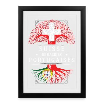 Suisse De Racines Portugaises T-Shirt Cadeau Hu... - Affiche encadrée (27 × 37 cm) - noir - Devant