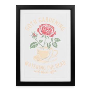 Goth Gardening Coffee Rose Cup - Affiche encadrée (27 × 37 cm) - noir - Devant
