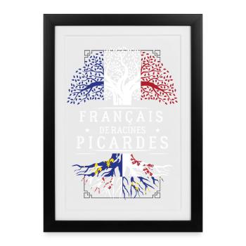 Francais De Racines Picardes T-Shirt Cadeau Humour - Affiche encadrée (27 × 37 cm) - noir - Devant