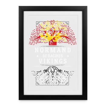 Normand De Racines Vikings T-Shirt Cadeau Humour - Affiche encadrée (27 × 37 cm) - noir - Devant