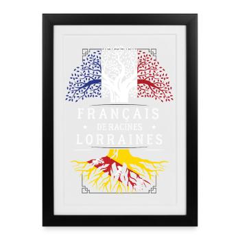 Francais De Racines Lorraines T-Shirt Cadeau Hu... - Affiche encadrée (27 × 37 cm) - noir - Devant