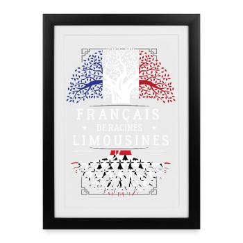 Francais De Racines Limousines T-Shirt Cadeau H... - Affiche encadrée (27 × 37 cm) - noir - Devant