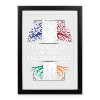 Francais De Racines Irlandaises T-Shirt Cadeau ... - Affiche encadrée (27 × 37 cm) - noir - Devant