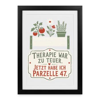 Parzelle 47 — Therapieersatz mit Unkraut - Gerahmtes Poster (27 × 37 cm) - Schwarz - Vorne