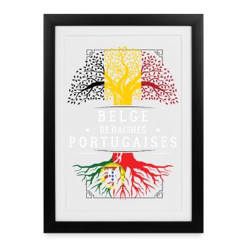 Belge De Racines Portugaises T-Shirt Cadeau Humour - Affiche encadrée (27 × 37 cm) - noir - Devant