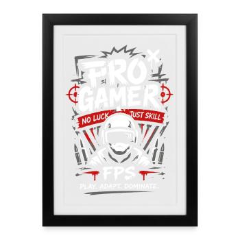 Pro Gamer One Shot Design - Affiche encadrée (27 × 37 cm) - noir - Devant