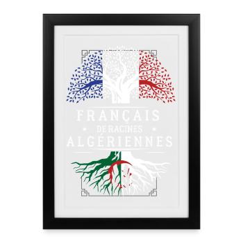 Francais De Racines Algeriennes T-Shirt Cadeau ... - Affiche encadrée (27 × 37 cm) - noir - Devant