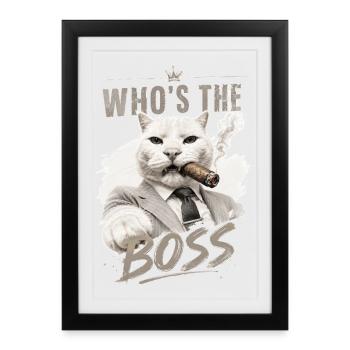 Katzenboss im Anzug - Framed poster (27 × 37 cm) - black - Front