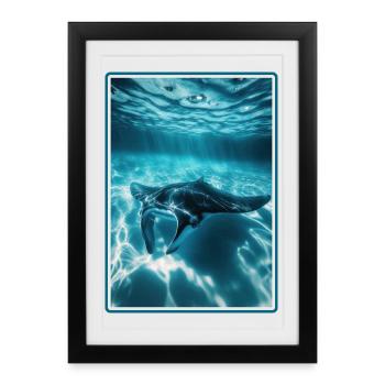 Raies Manta Raies - Affiche encadrée (27 × 37 cm) - noir - Devant