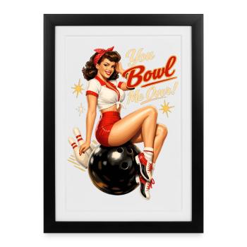 Dame de quilles au bowling rétro – Tu me renverses - Affiche encadrée (27 × 37 cm) - noir - Devant