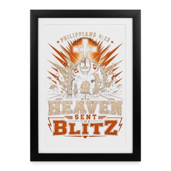 Heaven Sends the Lightning Christian Football - Framed poster (27 × 37 cm) - black - Front