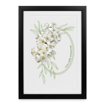Du bist großartig – elegantes Blumendesign - Gerahmtes Poster (27 × 37 cm) - Schwarz - Vorne