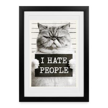 GrimmigerKater JE DÉTESTE LES GENS - Affiche encadrée (27 × 37 cm) - noir - Devant