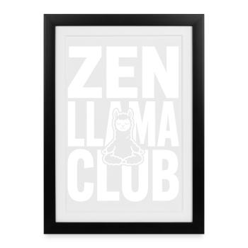 Zen Llama Club – Meditating Lama - Framed poster (27 × 37 cm) - black - Front