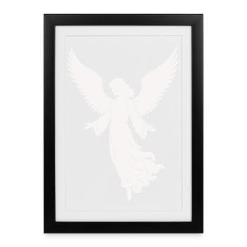 Angel silhouette with wings - Framed poster (27 × 37 cm) - black - Front