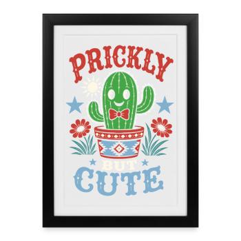 Cactus épineux mais mignon - Affiche encadrée (27 × 37 cm) - noir - Devant