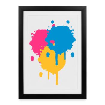 Trois points lumineux de couleur dans le style - Affiche encadrée (27 × 37 cm) - noir - Devant