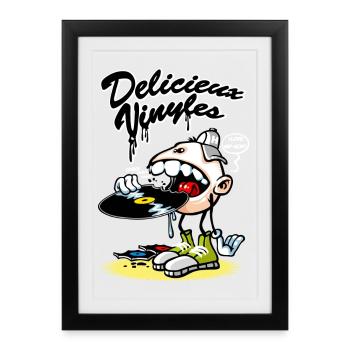 Délicieux vinyles - Affiche encadrée (27 × 37 cm) - noir - Devant