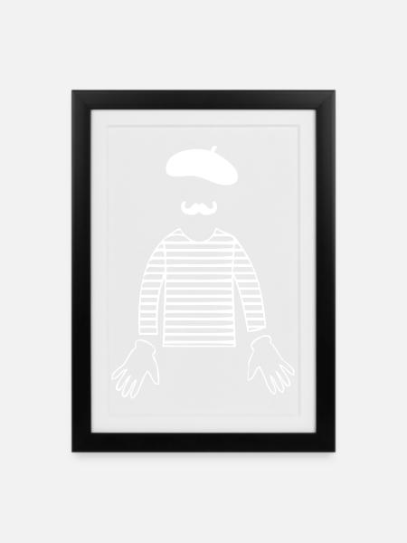 Französischer Künstler - Gerahmtes Poster (27 × 37 cm) - Schwarz
