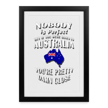 NÉ EN AUSTRALIE / Australie / Commonwealth - Affiche encadrée (27 × 37 cm) - noir - Devant