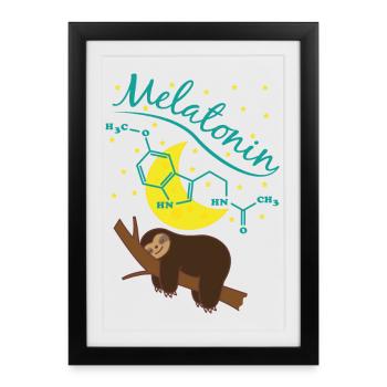 Sweet sleeping sloth with melatonin formula - Framed poster (27 × 37 cm) - black - Front