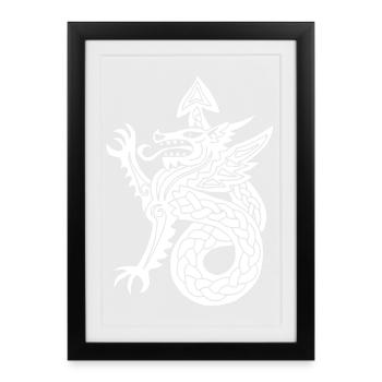 Dragon blanc - Affiche encadrée (27 × 37 cm) - noir - Devant